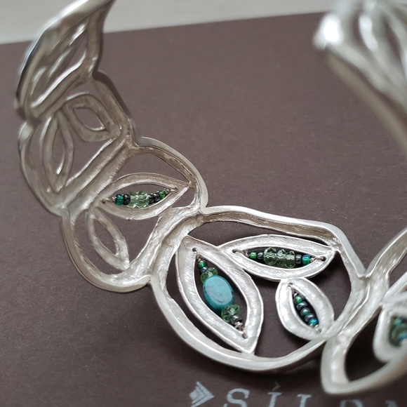 Silpada Sterling Silver Turquoise 'Garden Party' Cuff Bracelet B2182 - Picture 5 of 16
